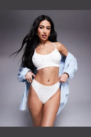 Boux Avenue Floral embroidered bralette in ivory