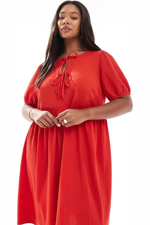 New Look New Look Curve crinkle tie front mini dress in