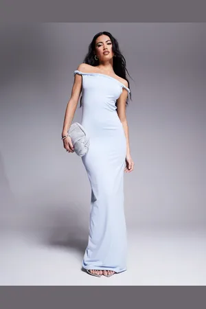 Aria Cove Double layered slinky twist strap detail maxi dress in