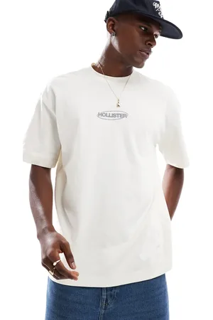 Hollister Small boxy bubble logo cooling t-shirt in cream