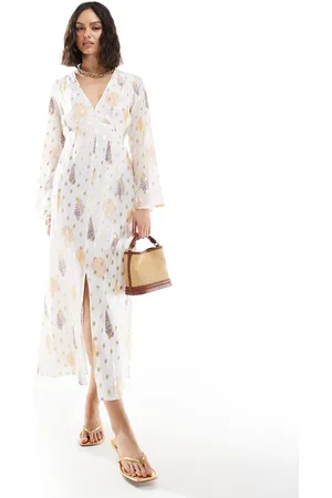 Never Fully Dressed Balloon sleeve maxi dress in cream