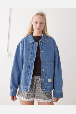 Obey Sybil button through denim jacket in light wash