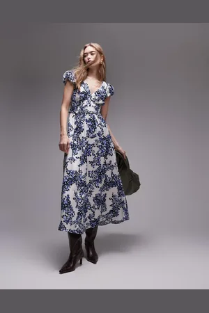 & OTHER STORIES Maxi dress with tier hem and ruffle sleeves in porcelain floral print