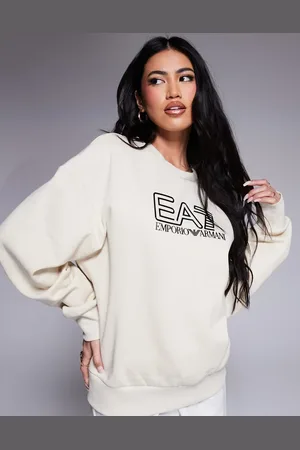 EA7 Armani sweatshirt with central logo in cream