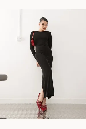 Princess Polly Double layered slinky boatneck long sleeve backless maxi dress in