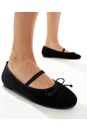 Public Desire Alexa bow ballet flats with strap in velvet