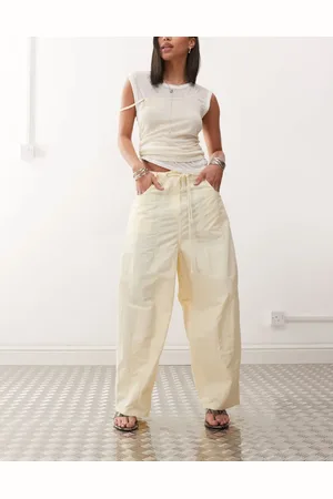 Lioness Tie waist barrel leg trousers in buttercream
