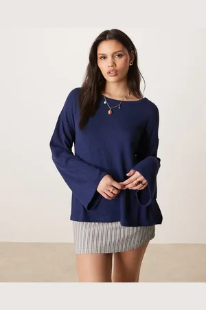 ASOS Textured knit hanky hem long sleeve tee in