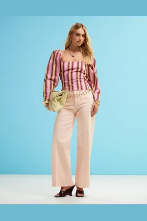 ASOS Crop clean wide leg jeans with front pockets in apricot