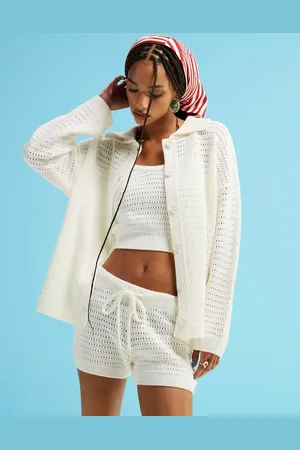 ASOS Knitted collar cardigan in stitch co-ord in cream
