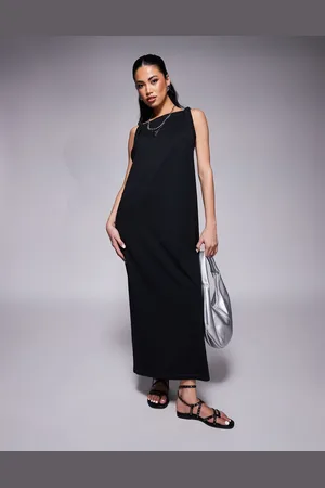 ASOS Sleeveless twist shoulder column midi dress in