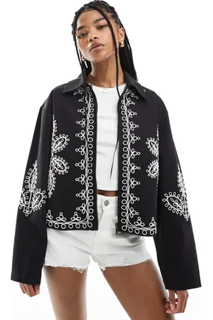 ASOS Embroidered top collar jacket in