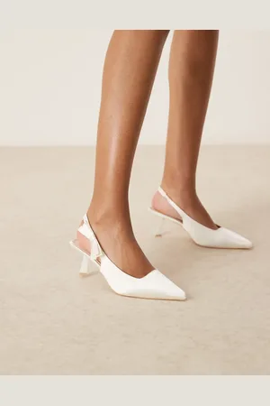 Be Mine Almeria slingback heeled pumps with bow detail in satin ivory