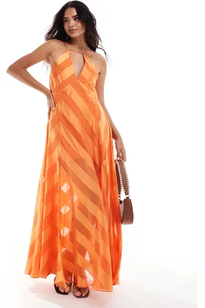 ASOS Satin stripe volume trapeze cami maxi dress in