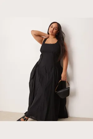 ASOS ASOS DESIGN Curve prairie square neck maxi dress with dropped waist in