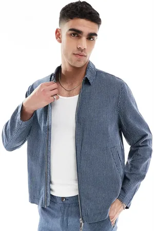 New Look Linen blend striped harrington jacket co-ord in