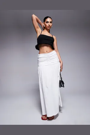 ASOS Crinkle drop waist maxi skirt in