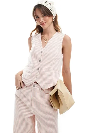 Object Denim waistcoat co-ord in rose stripe