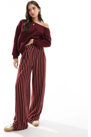 ASOS Tailored jogger in burgundy and white stripe