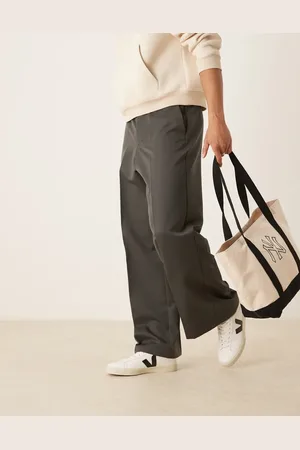 ASOS Smart loose leg trousers in charcoal