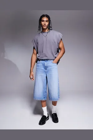 ASOS Longer length denim jort in light wash