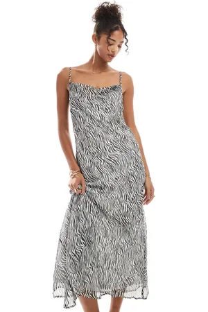 VERO MODA Smilla cowl neck cami midi dress in zebra print