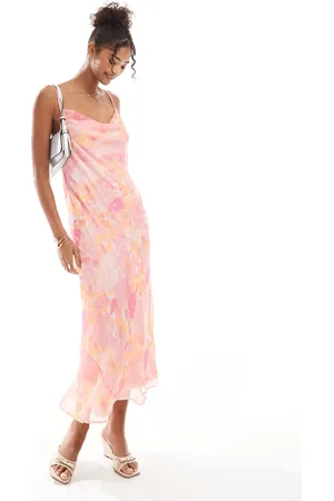 VERO MODA Smilla cowl neck cami midi dress in blurred floral print