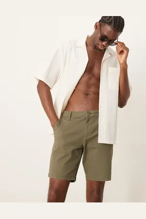 ASOS Slim regular length chino shorts in khaki
