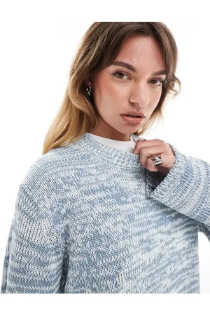 ASOS Oversized crew neck jumper in blue twist yarn