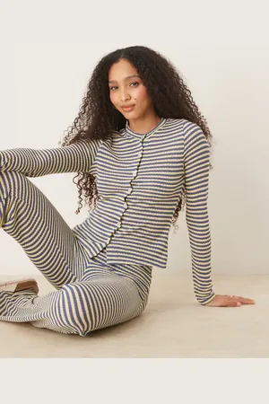 ASOS Knitted cardigan in blue and yellow stripe