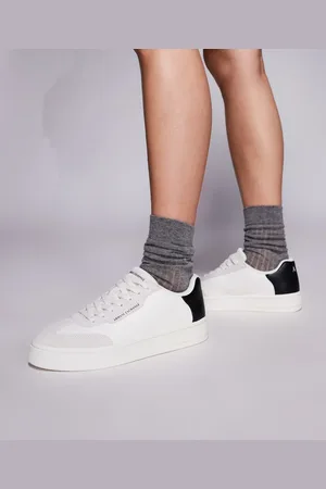 Armani Exchange Logo trainers in off white and