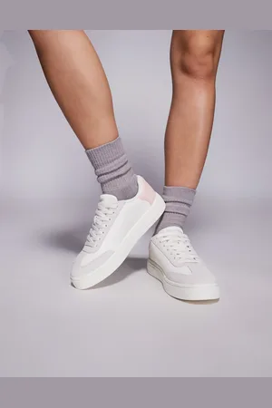 Armani Exchange Logo trainers in off and pink