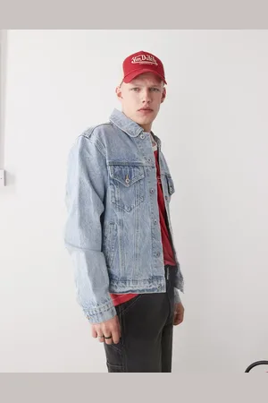 ICECREAM Running dog backprint denim trucker jacket in light wash
