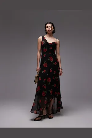 MANGO One shoulder maxi dress in floral print