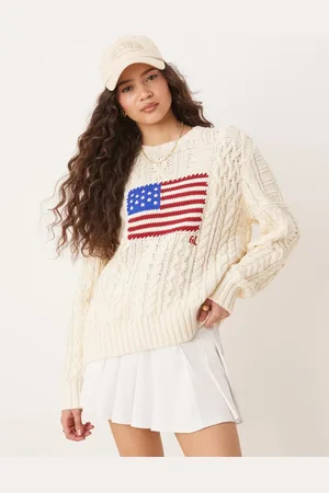 Ralph Lauren Flag cable knit jumper in cream
