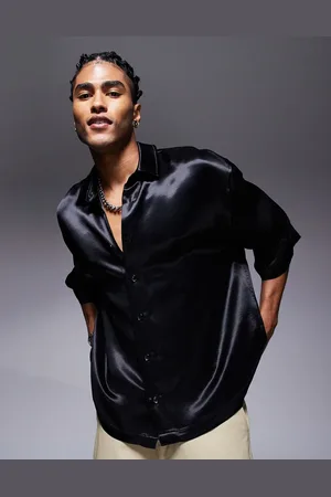 ASOS Oversized half sleeve satin shirt in