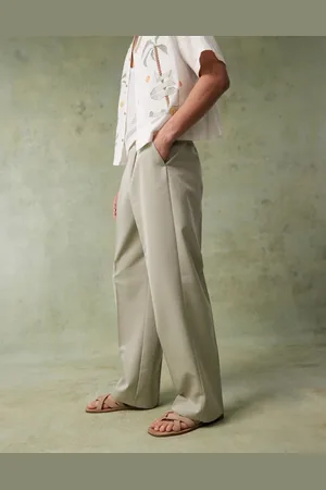 ASOS Smart wide leg trousers with front pleats in muted