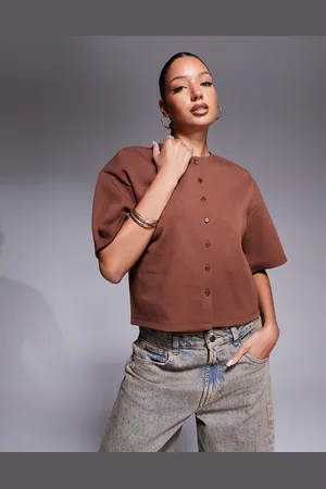 ASOS Interlock boxy shirt with button through detail in