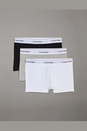 Calvin Klein Icon Cotton Stretch 3 pack trunk in black, white, grey