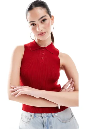 ONLY Sleeveless knitted polo top in