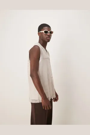 ASOS Oversized tank with v-neck in stone open mesh