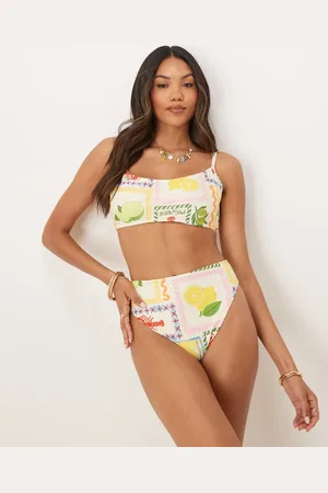 ASOS Fuller Bust Olive underwired bikini top in tile print