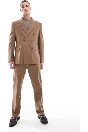 ASOS Linen blend tapered suit trousers in