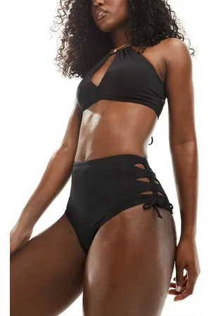 Nike Nike Lace Up high waist cheeky bikini bottoms in