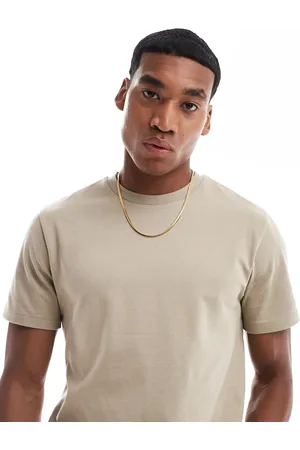 ASOS Heavyweight crew neck t-shirt 240gsm in stone - KHAKI