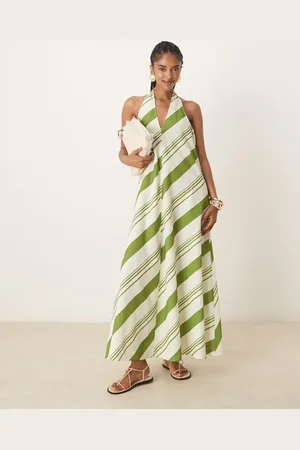 ASOS Relaxed halter neck maxi dress in stripe