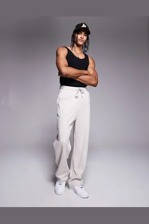 Bershka Wide leg jogger in stone