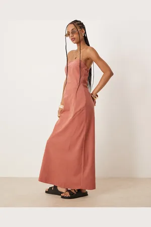 ASOS Bandeau maxi dress in terracotta
