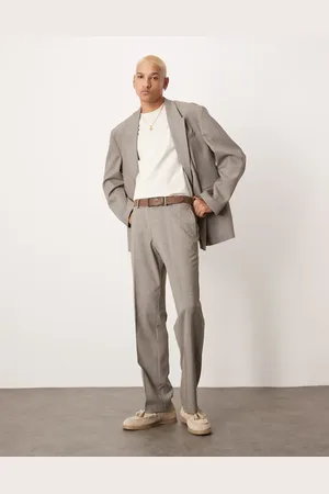 ASOS Straight leg suit trousers in melange texture