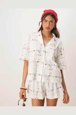 ASOS Broderie resort shirt in floral print